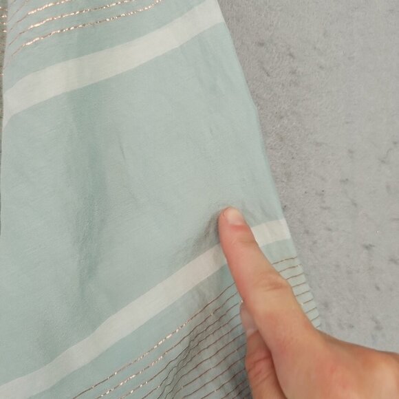 Ann Taylor LOFT The Softened Shirt Tunic Womens M Pastel Aqua Metallic Striped - Picture 11 of 11